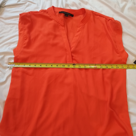 New Cynthia Steffe Vibrant Orange V-neck Cap Sleeve Hi-Lo Dressy Blouse Size Lg - Picture 7 of 8